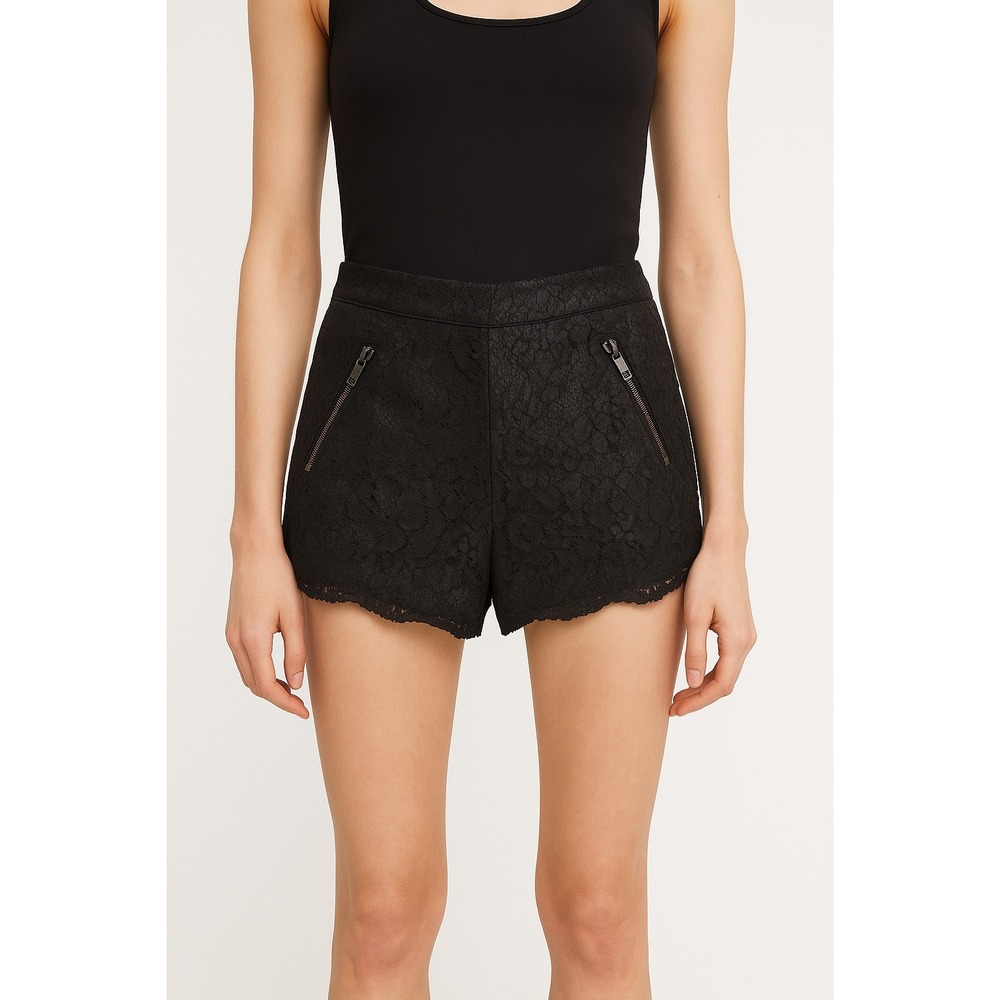 H&M Divided Black‎ Lace Shorts Zipper Pockets Size US 4
